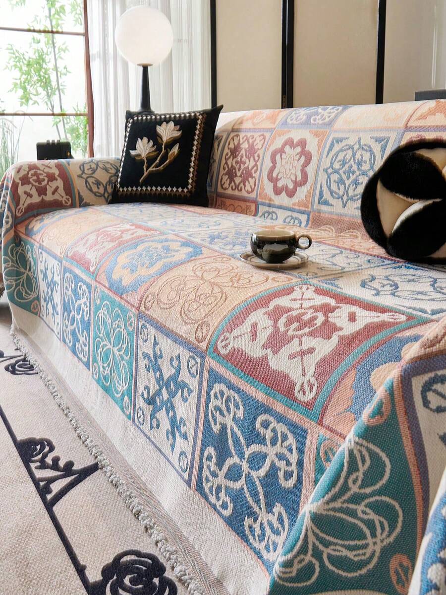 1 buah Sarung Sofa yang Dapat Dicuci Sepanjang Musim, Anti Selip, Tahan Noda, Ramah Hewan Peliharaan, Anti Debu, Pelindung Sofa Tahan Goresan Kucing, Gaya Bohemian, Sempurna untuk Dekorasi Rumah - MultiWarna - View 1