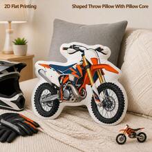 Almofada com Estampa Plana 2D em Formato Preenchido de Corrida de Motocicleta, Esportes, Aventura, Off-Road, Velocidade, Performance, Emoção e Ação, Adequada para Sofá, Quarto, Sala de Estar, Decoração Aconchegante para Casa, Escritório e Carro, Presente de Almofada - Multicolorido - Visão 4