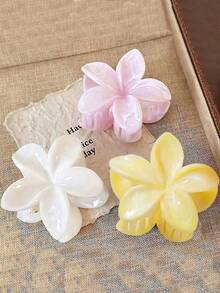 2pcs/3pcs/4pcs Women Acrylic Ombre Large Flower Hair Claw,Minimalist Elegant Bun Clip Accessory,Suitable For Casual,Travel - Multicolor - View 1