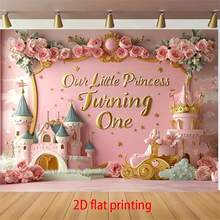 2D Flat Banner, 1pc Pink Princess Birthday Party Backdrop Vinyl Material - Pink Princess Birthday - View 15