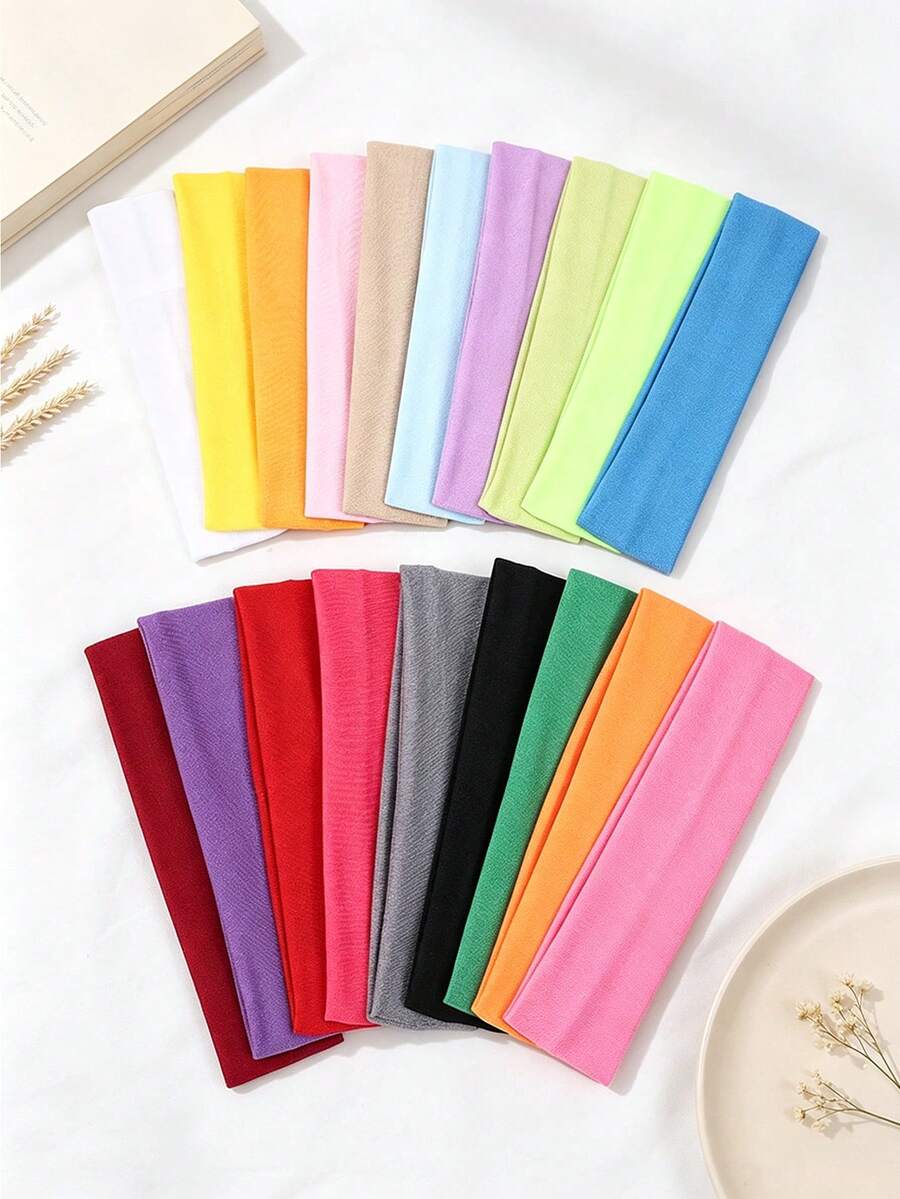 10/20PCS Solid Color High Elasticity Decorative Headbands, Random Color ...