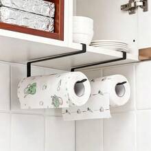 1/2pcs No-Drill Hanging Kitchen Paper Towel Holder, Cabinet Soft Paper Roll Rack, Cling Film & Dishcloth Holder - Multicolor - View 1