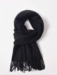 Solid Color Long Faux Cashmere Polyester Scarf For Office, Spring/Autumn/Winter, Small Size Faux Cashmere With Fuzzy Texture, Soft And Easy To Match, Perfect For Petite Women And Minimalist Style Lovers, Cute And Playful, Soft, Energetic, Girly Vibe, Ready To Use - Multicolor - View 6
