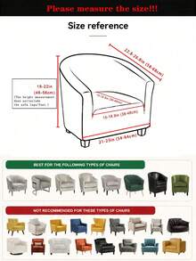 Club Chair Slipcover Elastic Barrel Shaped Chair Cover Soft Stretch Fabric Single Sofa Cover Removable Furniture Protector Living Room Armchair Cover - Black - View 3