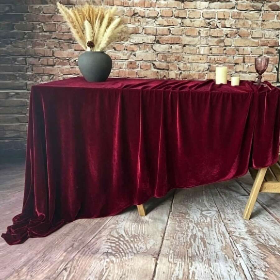 A Rectangular 200gsm Velvet Tablecloth For Wedding And Party Decoration - A - View 1