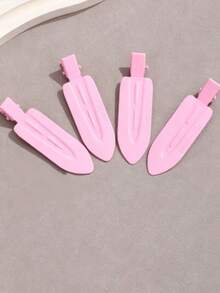 4pcs Metal U-Shaped Hair Clips, No-Crease Colorful Painted Hair Clips, Pink - Pink - View 3