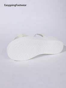 Women's Summer Sweet Bow Cross Elastic Wedge Sandals, Thick Sole, Polyurethane Lightweight Bottom, Versatile Elegant Style For Daily Wear And Vacation - White - View 9