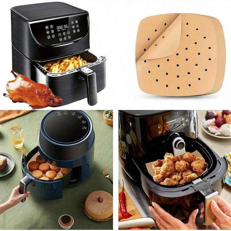 5/50/100pcs Square Perforated Air Fryer Baking Paper Liners, Suitable For Cooking, Baking And Steaming, Compatible With Air Fryer, Oven, Healthy Food Preparation, Home Essential, Kitchen Gadget, Tray Mat, Personalized Gift, New Year, Mother's Day, Father's Day, Graduation Season Gift - Multicolor - View 7
