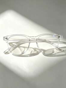 1pc Men's Geometric Pattern Plastic Full Frame Minimalist Modern Style Transparent Lens Glasses For Daily Life, Reading, Gaming, TV, Anti-Eye Fatigue - Clear - View 3