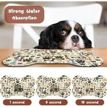 1pc Bone-Shaped Pet Feeding Mat, Anti-Spill Pet Bowl Mat, Suitable For Cats And Dogs, Food And Water Bowl Mat, Absorbent, Non-Slip, Quick-Drying, Dirt-Resistant And Easy To Clean, Suitable For Small And Medium-Sized Household Dogs Pet Supplies - View 5