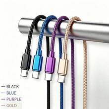 4pcs USB C Fast Charging Data Cable, Compatible With Android Phones, USB-A To Type-C Fast Charging Cable (6.6ft Nylon Braided), Compatible With Samsung, And Other Android Models And Type-C Devices, Suitable For Travel/Car/Indoor/Outdoor Phone Accessories, Purple - 2 Meters - View 7