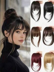 Women's Clip-In Lightweight French Bangs With Sideburns, Natural Seamless Hair Fringe Extension - Multicolor - View 2
