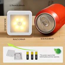 6pcs/LED Motion Sensor Night Light, Smart PIR Sensor, Auto On/Off, Bedside Lamp, AAA Battery Powered, Easy Installation, Suitable For Bathroom, Bedroom, Hallway, Stairs, Cabinet, Garage - one-size - View 8