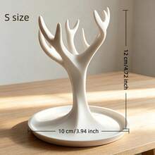 1pc Tree-Shaped Jewelry Organizer, White Resin Hand-Shaped Jewelry Display Tray, Ring Necklace Earring Display Stand, Suitable For Bedroom Vanity, Jewelry Key Tray, Vanity Decor Gift - Multicolor - View 2