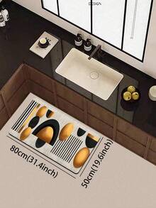 1pc 3.5mm Anti-Fatigue Indoor Mat, Luxury Bauhaus Abstract Geometric Pattern, Bathroom Floor Mat, Entrance Mat, Indoor, Hallway Kitchen Carpet, Suitable For Kitchen, Bathroom, Outdoor Garden Decor - Multicolor - View 16
