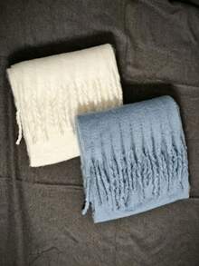 1pc Women's Autumn/Winter Solid Color Faux Cashmere Scarf, Long Tassel Scarf, Multi-Color Warm Neck Warmer, Long Shawl - Multicolor - View 4