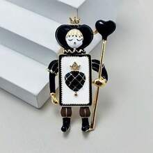 1pc Men's Creative Cute Heart & Spade Soldier Brooch, Cartoon Figure Bag Pin, Decorative Accessory - Cartoon Doll Brooch - View 3