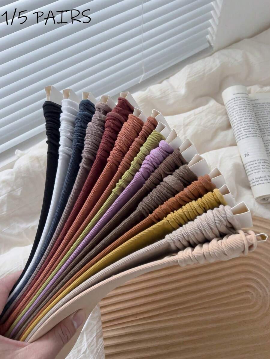 5 Pairs Women's Candy Color Rolled Cuff Slouch Socks, Moisture-Wicking ...