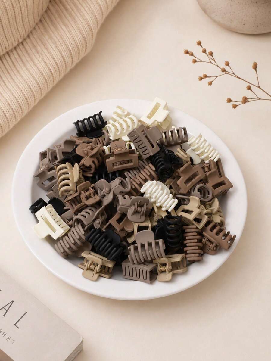 20pcs Women's Maillard Color Hair Claw Clips, Small Matte Milk Coffee Hair Clips, Half-Up Hair Claw Clips For Back Of Head, Versatile Hair Accessories For Daily Commute And Date, Recommended Hair Accessory Gift For Women - Multicolor - View 1