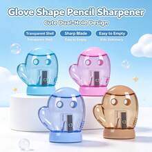 1pc Glove-Shaped Pencil Sharpener, Manual Pencil Sharpener Gift, Mini Rotary Pencil Sharpener, Multi-Function Design, Creative Acrylic Shape, Stationery Gift Back To School - Color Style Randomized - View 7