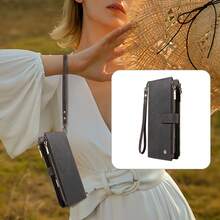 eaacaa A Retro Flip Phone Case With Multiple SIM Card Slots And A Dual Coin Pocket Compatible With Apple 17e/17ProMax/16ProMax/16Pro/16Plus/15ProMax/15plus/13ProMax/13Pro/14ProMax/14Pro/A26/A36/A56, A5, And G06. It Features A Wallet Function, A Wrist Strap, A Stand, Anti-Demagnetization, And Is Drop-Proof And Theft-Proof. - Black - View 9