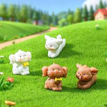 Creative Mini Running Teddy Dog Decor Set (4pcs), Cute Car Dashboard & Desktop Ornament, Office Computer Screen Decoration, Gardening DIY Accessory - Meatball - View 3