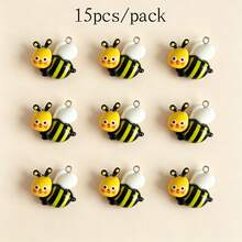 15pcs Assorted Original DIY Bee Pendant Set For Earrings, Keychains, Bracelets, Resin Craft Accessories Decoration Patch Material Kit (Aged 14+) - Multicolor - View 11