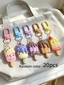 Mixed Color Cute 3D Realistic Ice Cream Popsicle Bag Charm Keychain, Women's Bag And Car Accessory - Multicolor - View 12