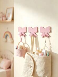 5pcs/10pcs Bow-Shaped Adhesive Hooks, No Drill Holes And No Marks, Suitable For Children's Room Wall Storage, Suitable For Living Room And Bedroom Wall Storage - Multicolor - View 3