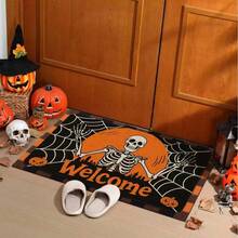 GEL HUT MUN Halloween Skeleton Welcome Door Mat InchSpooky Skull Doormat Indoor Outdoor Entrance FloorMats Non-Slip Washable Halloween Decor Rugs Halloween Doormats - B - View 2