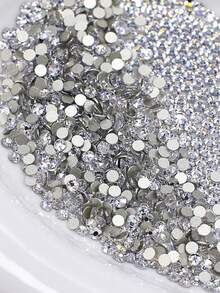 Flat Round Rhinestones SS6 SS10 SS12 Nail Art Crystals Clear White AB Black DIY Decoration For Phone Cases Clothing 1440pcs/Pack - A - View 8