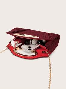 AIBBYDAR Women's Evening Bag Red Shiny Glitter Pleated Handbag Evening Dress Matching Handbag Holiday Business Commute Versatile Women's Crossbody Bag Portable Makeup Bag Wallet Casual Minimalist Ball Party Holiday Gathering - Red - View 8