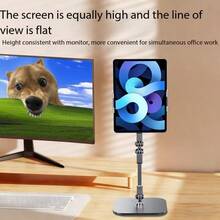 Rotatable Tablet Stand Desktop Support Phone Holder For Learning And Live Streaming, Metal Folding Carbon Steel Phone Stand, 360° Rotating Telescopic Slouchy Tablet Holder - View 3