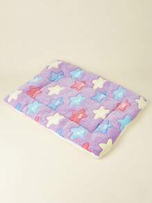 Purple Multicolor Star Print Thickened Polyester Pet Bed Mat, Breathable Comfortable Washable All-Season Use, Suitable For Small And Medium Cats And Dogs, Suitable For Teddy And Other Pets, Not Suitable For Large Dog Breeds - Multicolor - View 6