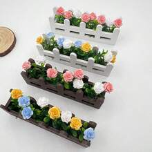 Miniature Rose Fence Flower Set, Decorative Prop Model, Balcony Partition, Mini Potted Plant, Home Decor - Climbing Rose - View 1