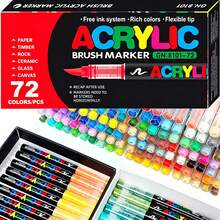 Bộ bút marker nghệ thuật chuyên nghiệp 12/24/48/60/72/120/168 màu, đầu cọ mềm và đầu vẽ phác thảo mảnh, tổng 168 đầu mềm, dễ vẽ, vẽ nguệch ngoạc và chồng lớp, bút acrylic lỏng dạng ống thẳng, phù hợp cho đá, kính, gốm sứ, trứng Phục Sinh, quà tặng hoàn hảo cho gia đình và bạn bè - Nhiều màu - Xem 2