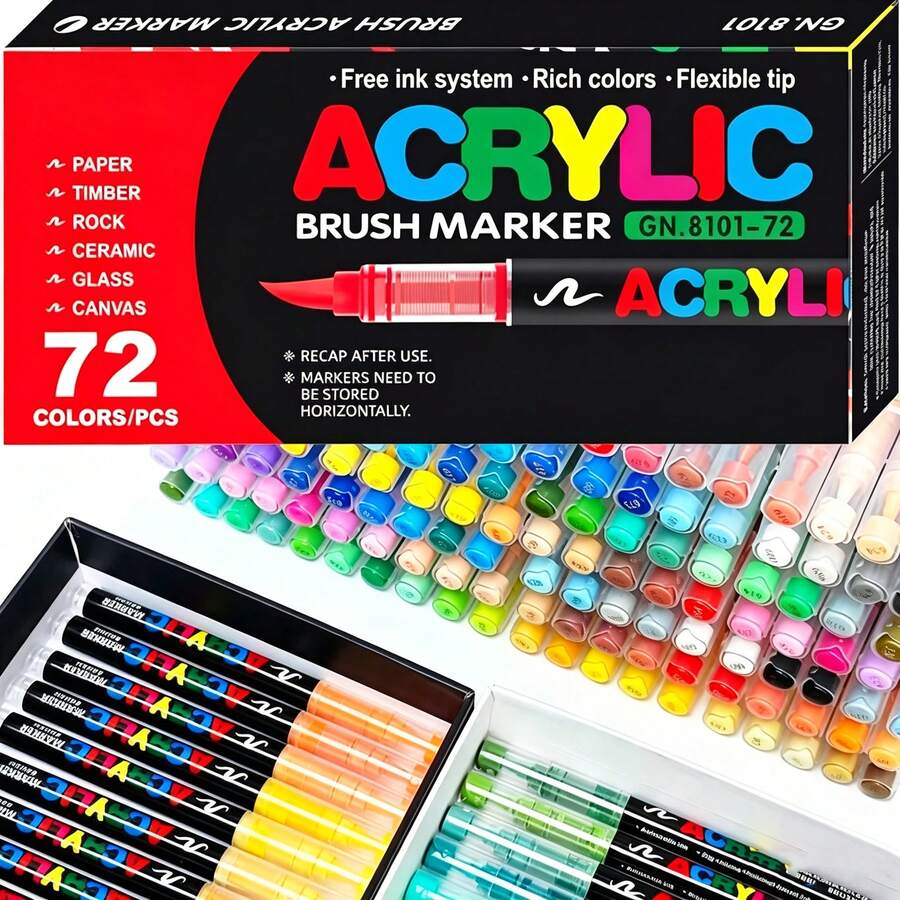 Bộ bút marker nghệ thuật chuyên nghiệp 12/24/48/60/72/120/168 màu, đầu cọ mềm và đầu vẽ phác thảo mảnh, tổng 168 đầu mềm, dễ vẽ, vẽ nguệch ngoạc và chồng lớp, bút acrylic lỏng dạng ống thẳng, phù hợp cho đá, kính, gốm sứ, trứng Phục Sinh, quà tặng hoàn hảo cho gia đình và bạn bè