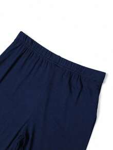 Leopard Print Skinny Shorts, Comfortable & Stylish For Summer - Navy Blue - View 5