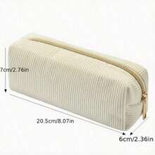 1pc/5pcs Minimalist Corduroy Pencil Case, Solid Color Soft Large Capacity Stationery Storage Bag, Smooth Gold Zipper, Can Store Pencils And Erasers, Suitable For Students' Daily Learning, Desktop Storage, Back To School Essential Stationery - A - View 8