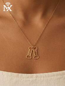 Custom Name Necklace Stainless Steel Personalized Dog Bone Pendant Customized Pet Memorial Jewelry, Gift For Dog Lovers, Fashionable Minimalist Daily Wear Suitable For Men And Women - Yellow Gold - View 3