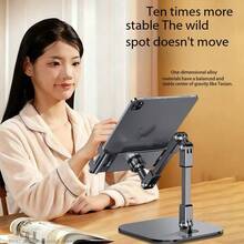 Rotatable Tablet Stand Desktop Support Phone Holder For Learning And Live Streaming, Metal Folding Carbon Steel Phone Stand, 360° Rotating Telescopic Slouchy Tablet Holder - View 5