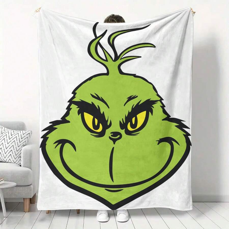 The Grinch بطانية فلانيل فرو خضراء، بطانية فلانيل ناعمة دافئة سميكة للشتاء، بطانية قيلولة مكتبية برسومات كرتونية أنمي لطيفة. بطانية دافئة للتخييم في الهواء الطلق، بطانية سرير دافئة للشتاء، بطانية أريكة، بطانية سفر، بطانية سرير، بطانية تكييف هواء، بطانية شال دافئة لمقعد السيارة، هدية عيد الميلاد للعائلة والأصدقاء، زي هالوين - متعدد الألوان - مشاهدة 1