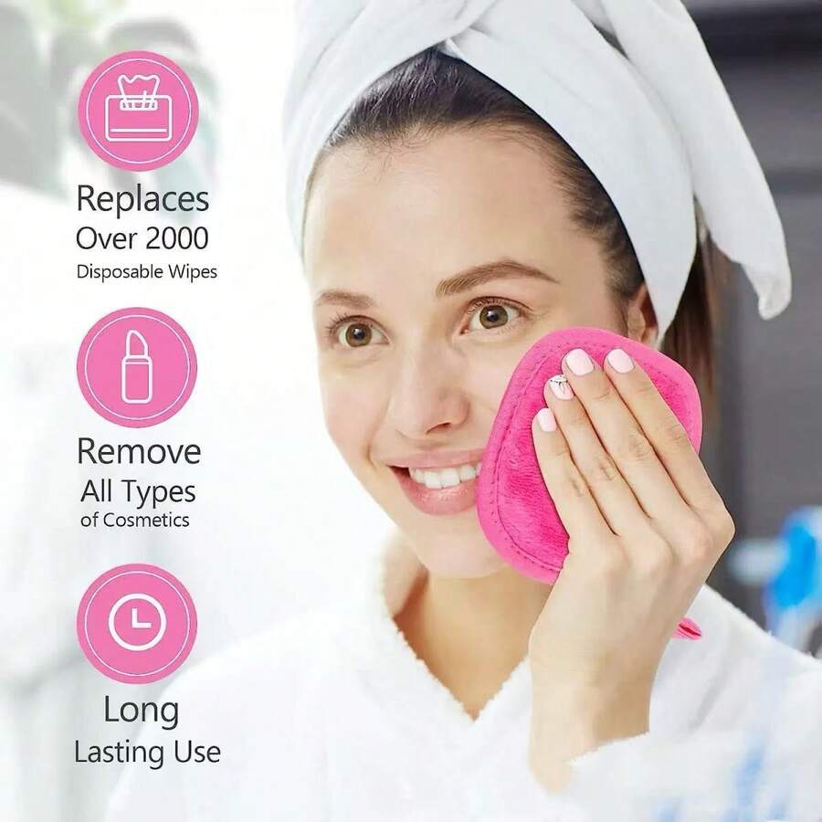 1Pc Lazy Washable Makeup Remover Pads, Edge‑Design Reusable Makeup Remover Wipes, Soft Skincare Tool For Christmas Holiday Party & Daily Facial Cleansing
