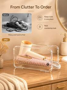 Curling Iron Storage Rack, Transparent Stackable Hair Tool Organizer, Suitable For Curling Irons, Flat Irons And Hair Dryers, Multi-Layer Countertop Storage Rack With Cable Management, Space-Saving Styling Station For Bathroom, Bedroom And Dorm - Multicolor - View 4