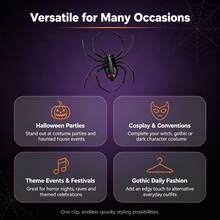 1pc Halloween Spider Hair Clip For Women, Black Realistic Spider Hair Accessory With Alligator Clip, Halloween Party Cosplay Gothic Costume Scary Hair Pin, 15cm - View 5