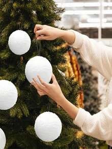 1/12pcs Creative Christmas Snowball Hanging Ornaments, Christmas Tree Hanging Snowball Wedding Ceiling Decoration Pure White Foam Ball Holiday Decor, Christmas Decoration White Foam Christmas Tree Ornament Arrangement - Multi-color - View 2