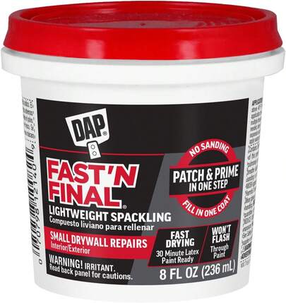 Fast 'N Final Lightweight Spackling, White, 8 Oz (7079812140)