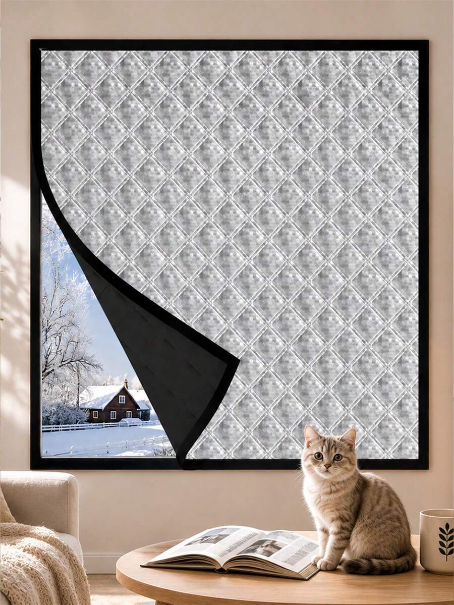 1PC Winter Thickened Thermal Window Curtain, Windproof Draft Blocker, Blackout & Noise-Reducing, Self-Adhesive Drill-Free Installation, Multiple Sizes - Zipper Style - View 1