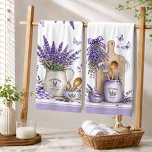 2/4/6/8PCS Lavender Kitchen Towels Set, Vintage French Provence Floral Print Dish Towels,Soft Absorbent Hand Towels With Purple Lavender Flower Design, Farmhouse KitchenDecor, Tea Towels For Home, Holiday Gift - Multicolor - View 8