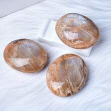 1pc Natural Crystal Orange Moonstone Hand-Held Stone, Quartz Crystal Hand-Held Stone, Glowing Stone, Home Decor, Gift Collectible, Natural Stone May Contain Some Cracks And Small Chips, Random Shipment - Multicolor - View 7